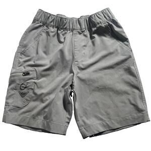 Columbia PFG Omni-Shade Shorts Mens Small Gray Stretch Fishing Cargo Zip Pocket